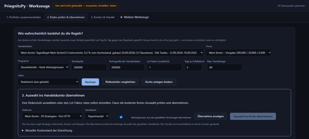 Prop-Simulator: Portfolio gegen die Regeln einer Prop-Firma prüfen